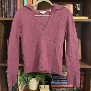 Vince Brushed V-Neck Polo Alpaca & Wool-Blend Sweater NWOT